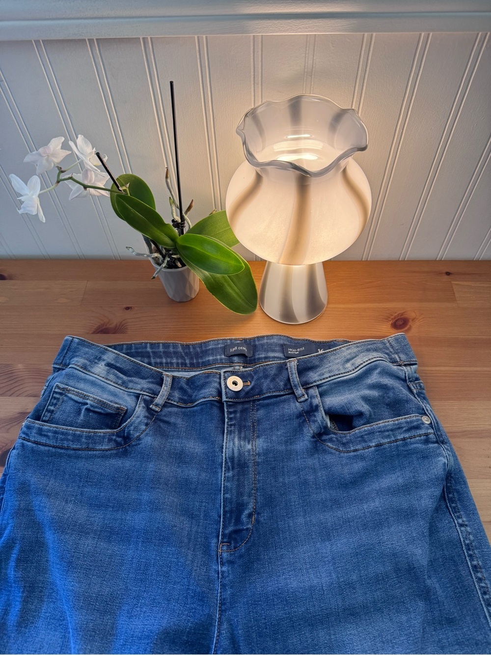 J. Jill Denim Blue High Rise Bootcut Raw Hem Jeans Size 16 - Picture 2 of 9